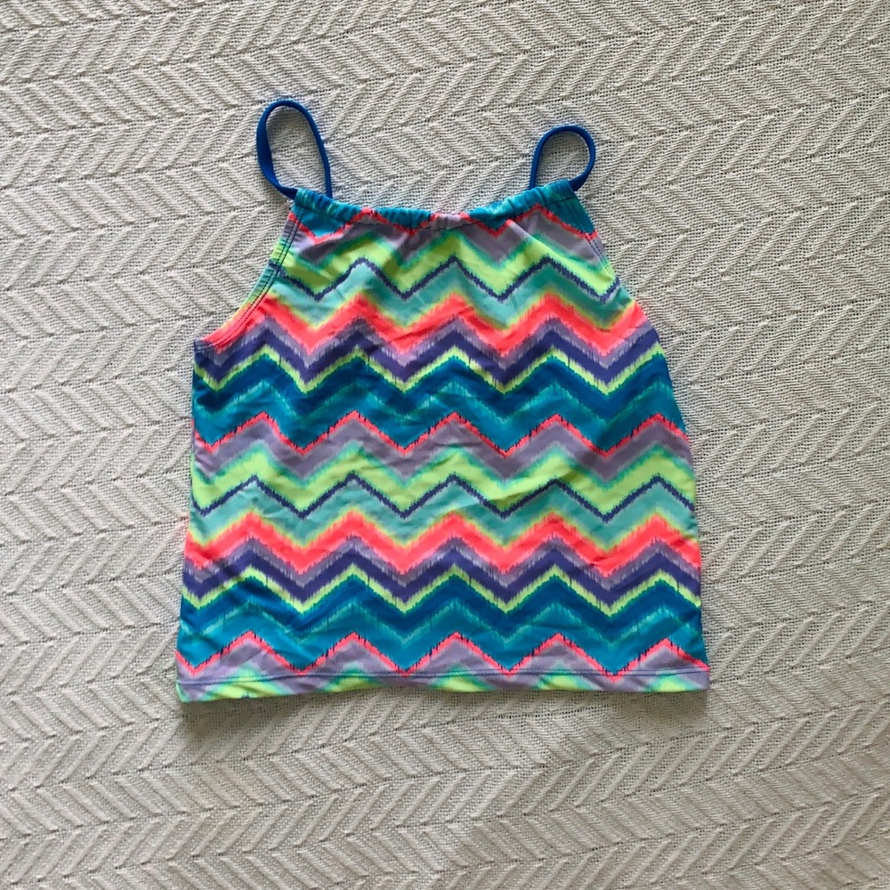 Girls Vibrant Chevron Design Tankini Swim Top